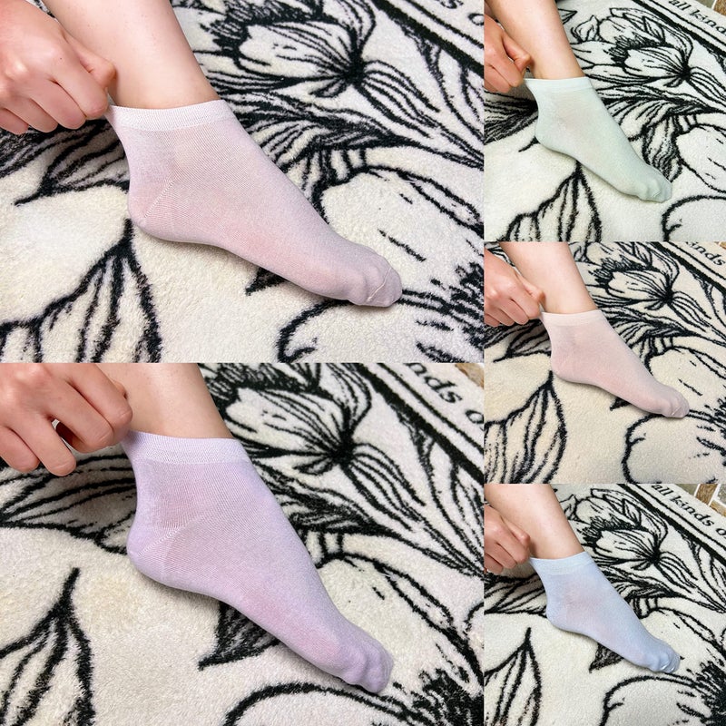 SERISIMPLE Women Viscose Bamboo Ankle Socks Low Cut Thin Sock Lightweight Pastal Color Soft Sock 5 Pairs(Assorted, Medium) - Image 4